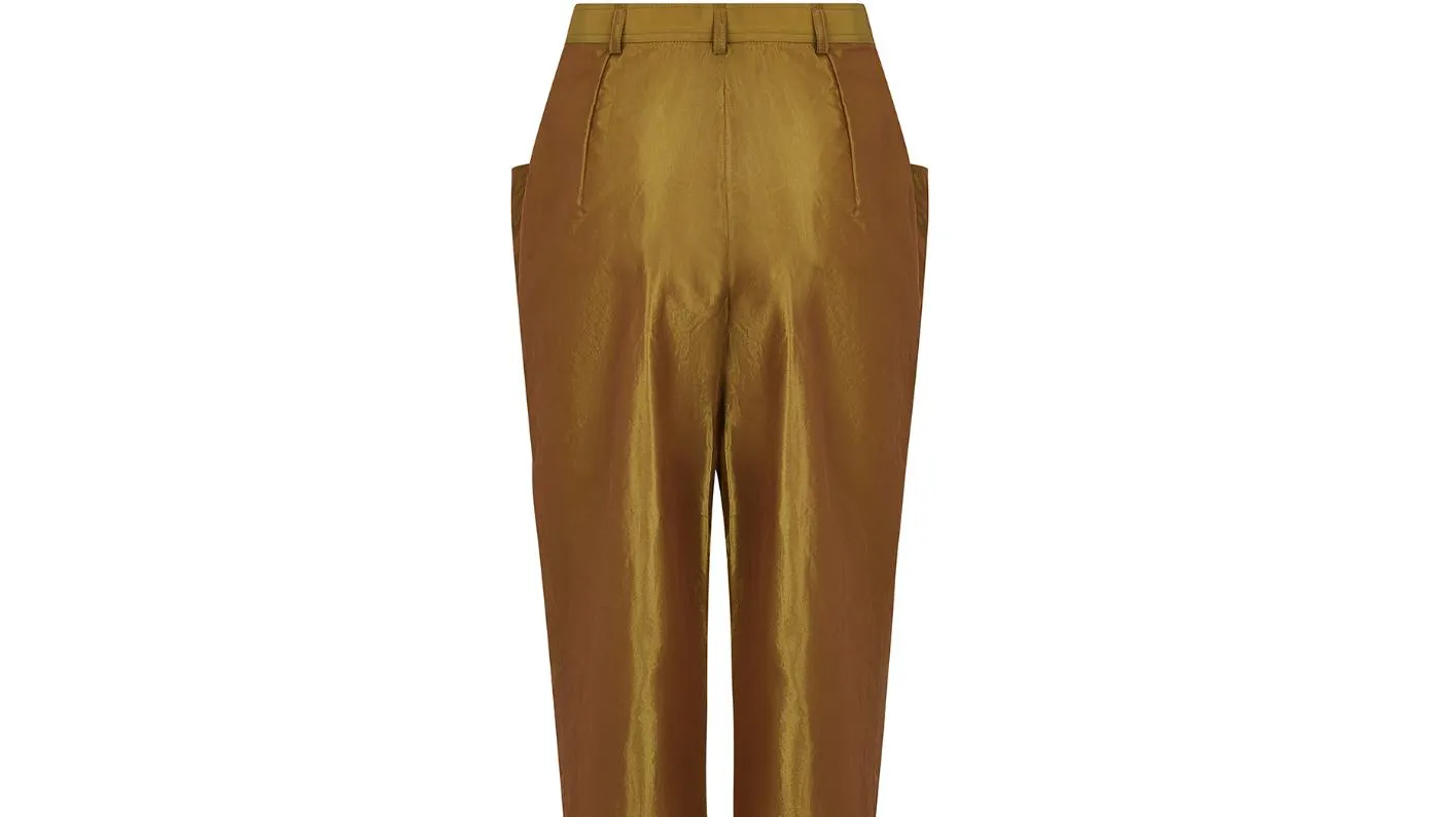 1992 Yves Saint Laurent Runway Documented Irridescent Green Silk Trousers