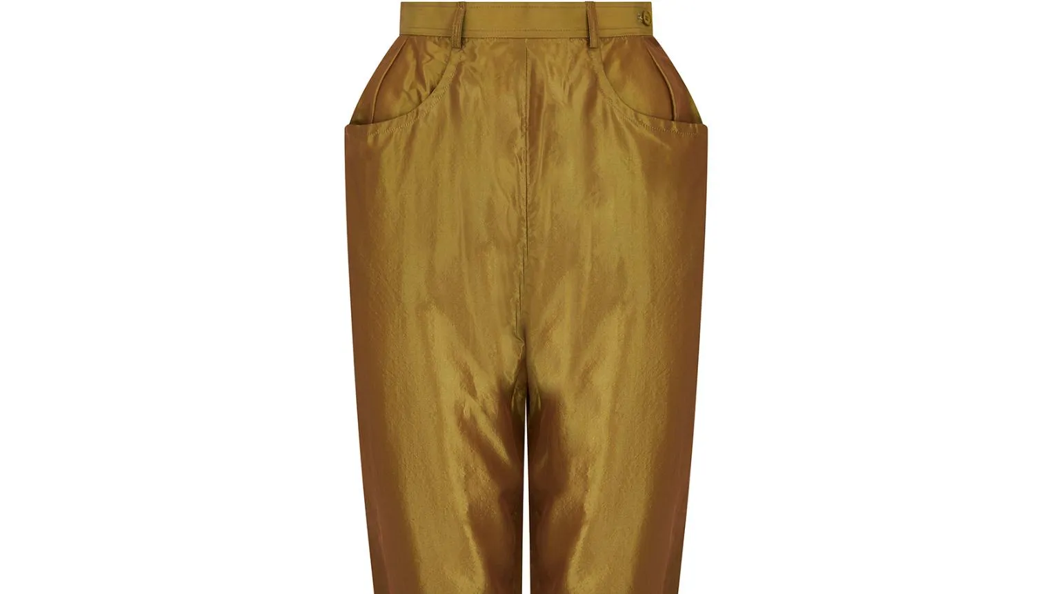 1992 Yves Saint Laurent Runway Documented Irridescent Green Silk Trousers