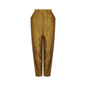 1992 Yves Saint Laurent Runway Documented Irridescent Green Silk Trousers