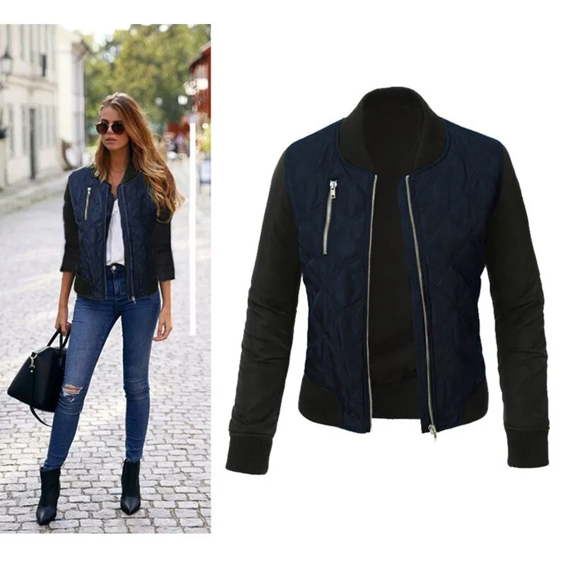Autumn Winter Leisure Fashion Solid Women Jacket O neck Zipper