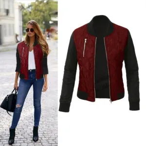 Autumn Winter Leisure Fashion Solid Women Jacket O neck Zipper