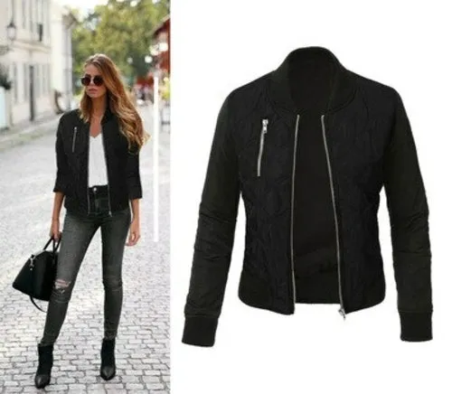 Autumn Winter Leisure Fashion Solid Women Jacket O neck Zipper