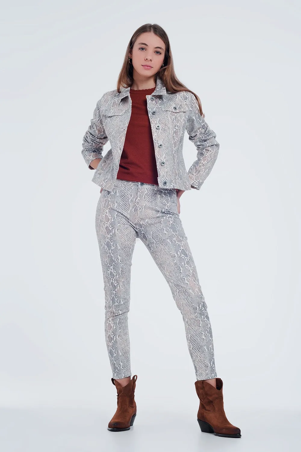 Beige snake print jacket