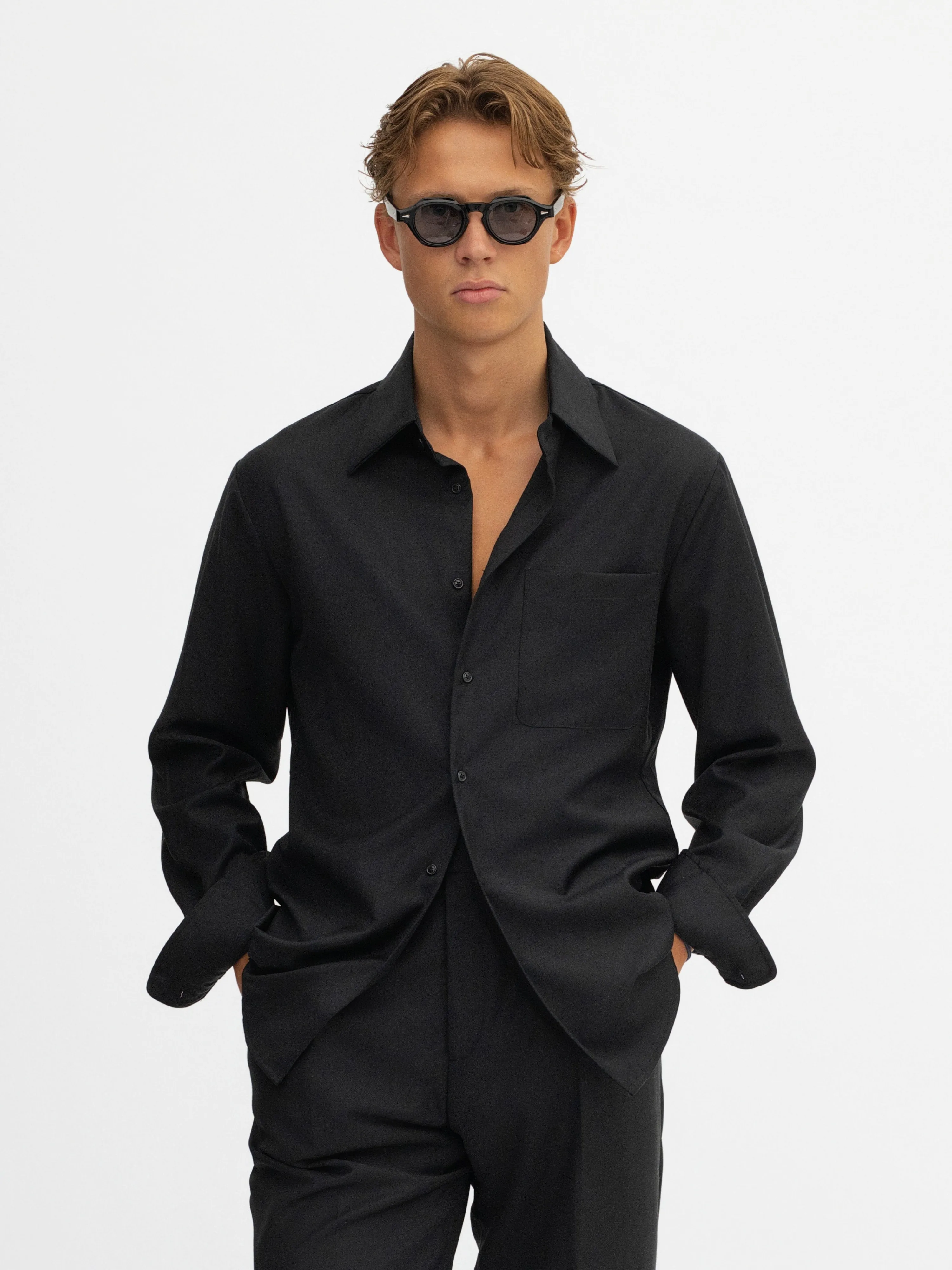 Black S130 Wool Shirt