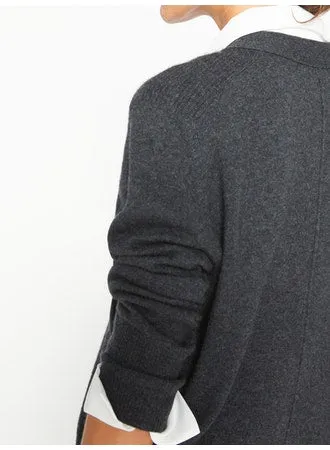 Brochu Walker - Callie Layered Looker Cardigan in Dark Charcoal Melange w/ White Underlayer