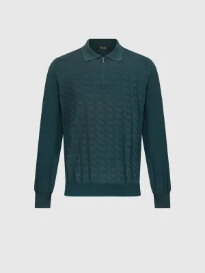 Cashmere and Silk Zipped Polo Dark Green