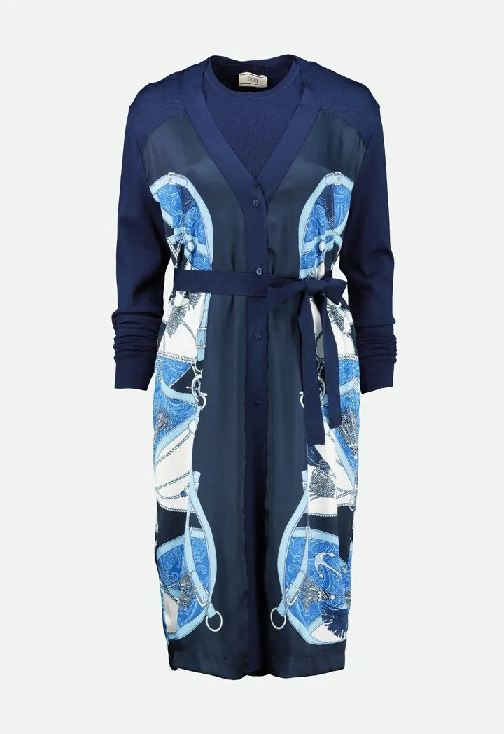 Choice Belt Tassel Print Outerwear Navy