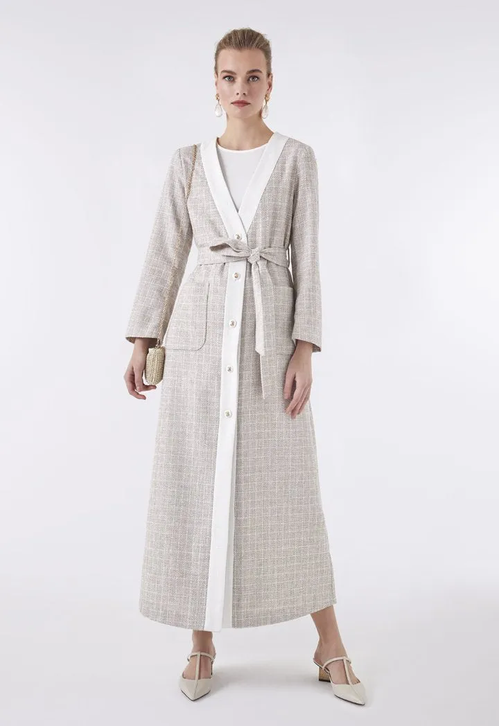 Choice Maxi Tweed Outerwear Beige
