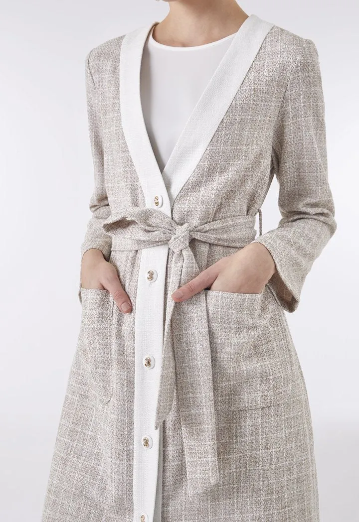 Choice Maxi Tweed Outerwear Beige