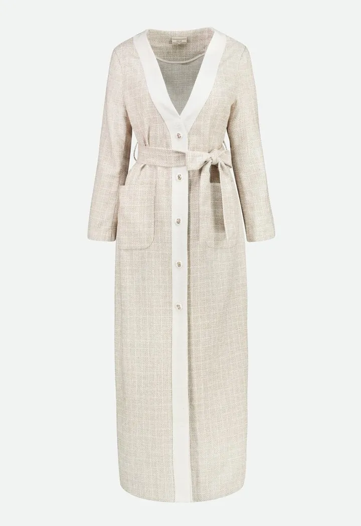 Choice Maxi Tweed Outerwear Beige