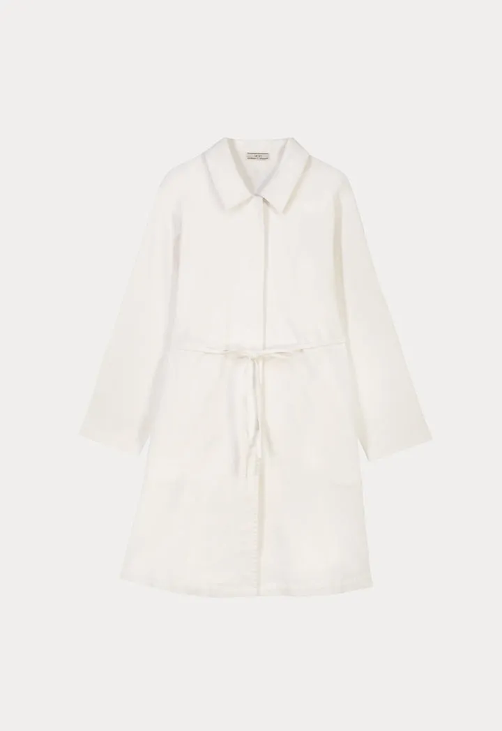 Choice Solid Belted Outerwear Off White