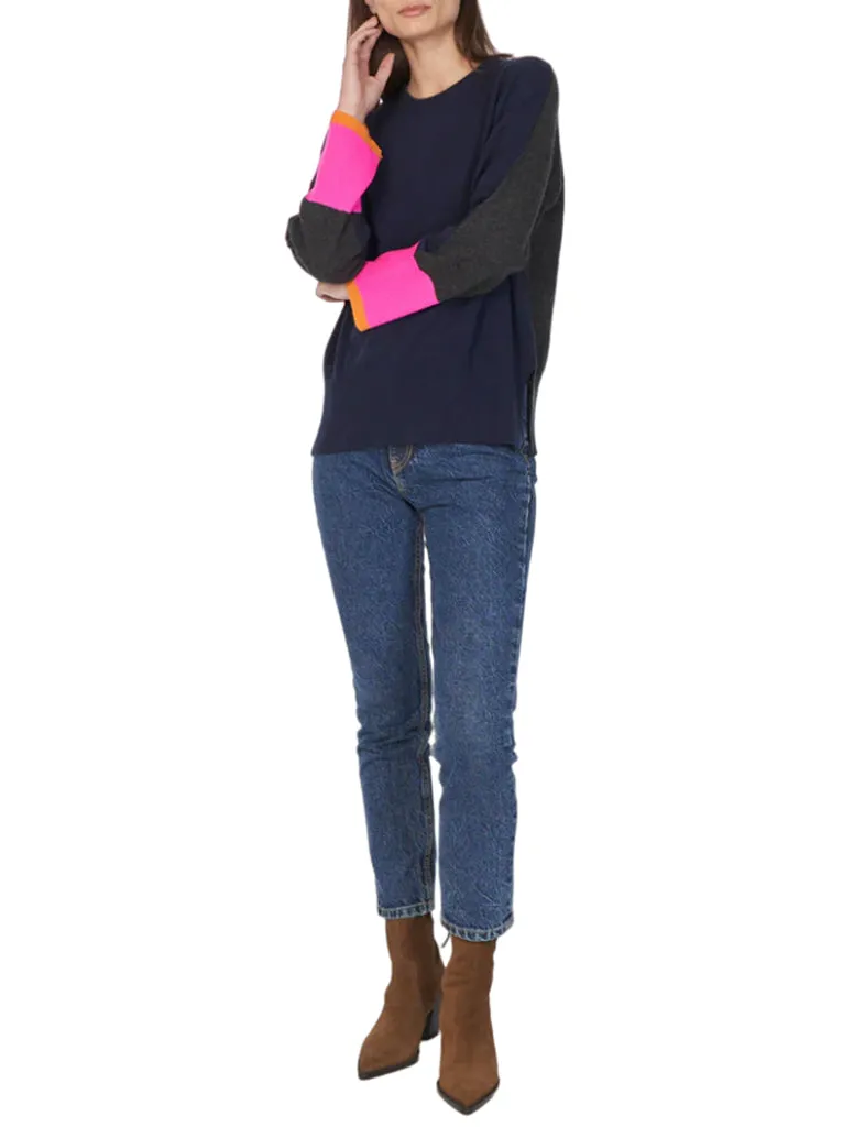 Colour Blocked Relaxed Crew - AUTUMN CASHMERE