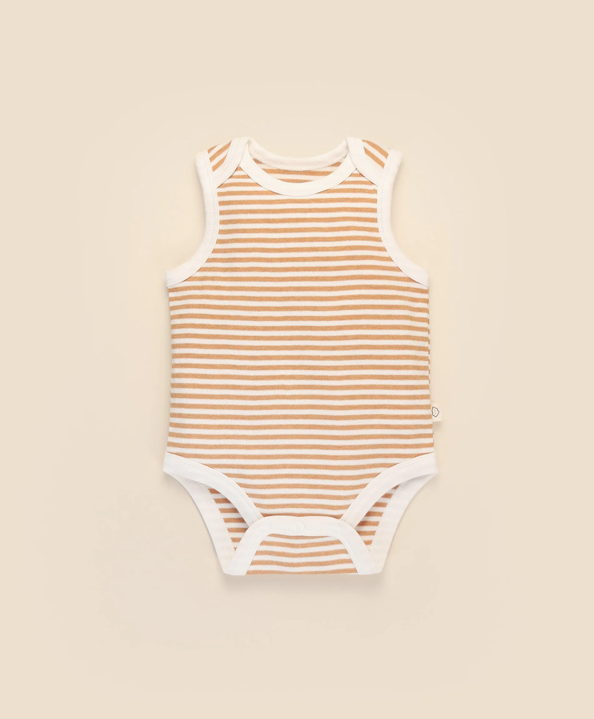Comfy baby singlet bodysuit - Caramel stripes