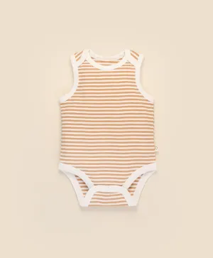 Comfy baby singlet bodysuit - Caramel stripes