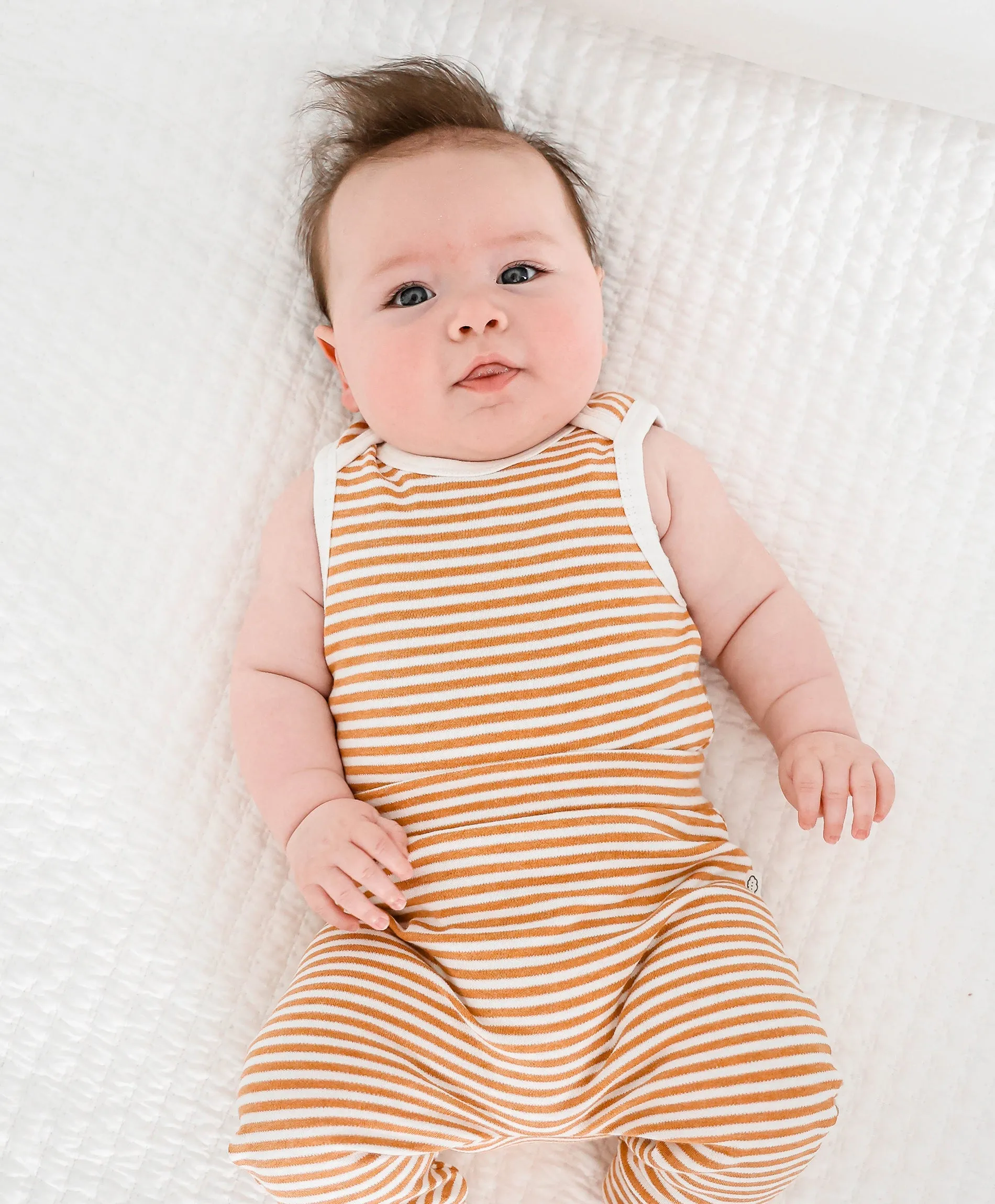 Comfy baby singlet bodysuit - Caramel stripes