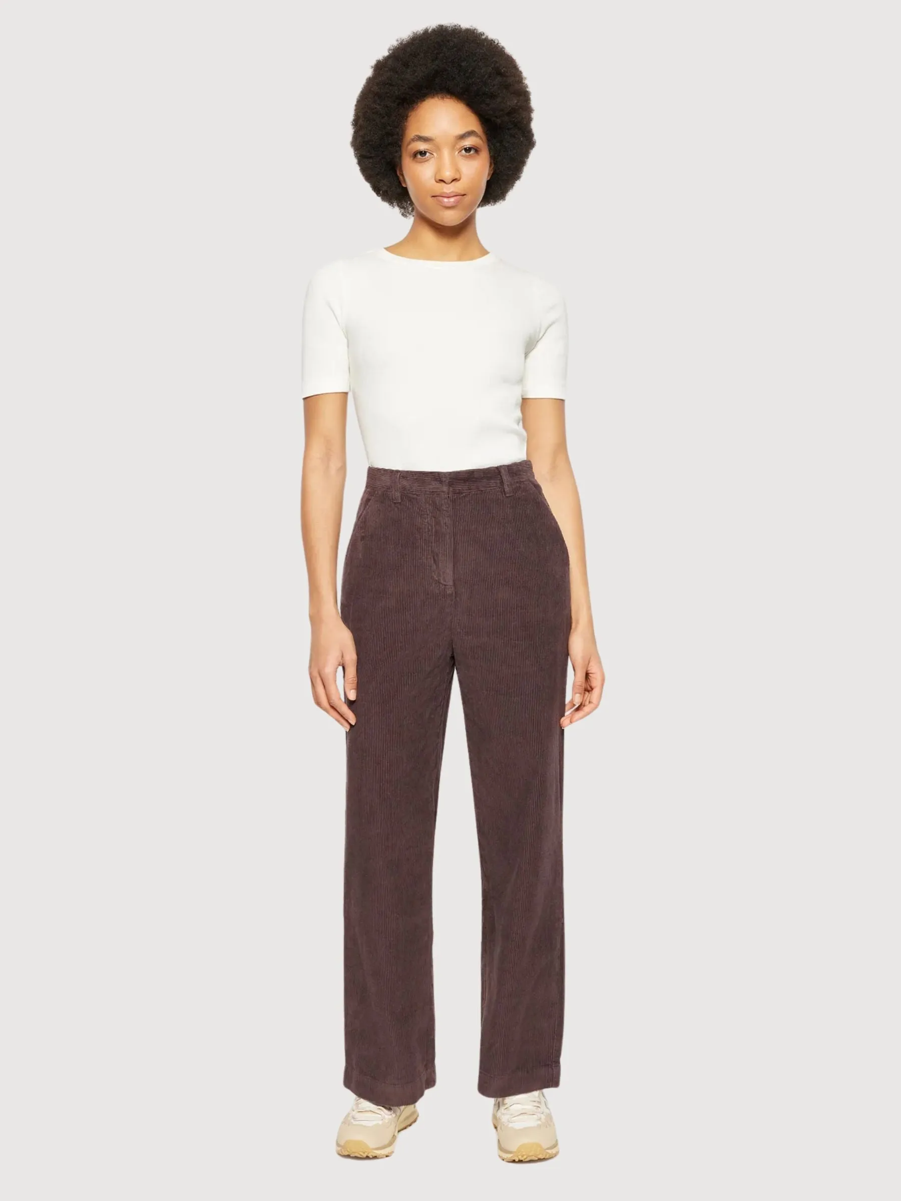 Corduroy Wide-Leg Trousers Brown Woman | Knowledge Cotton Apparel