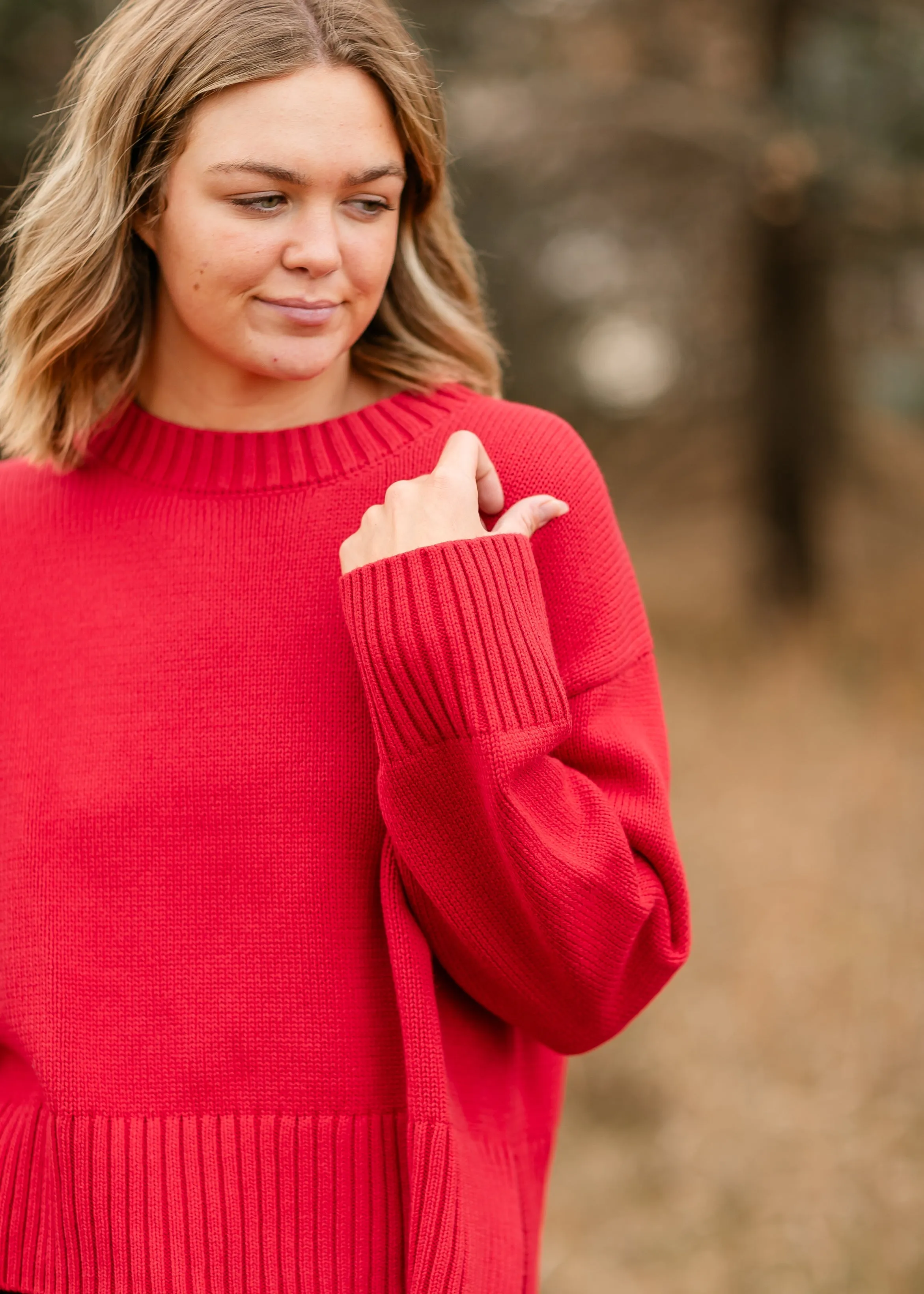 Crewneck Cherry Red Knit Sweater
