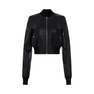 Cropped Flight Leather Jacket in Black