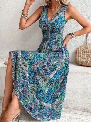 Elegant Bohemian Printed Maxi Dress