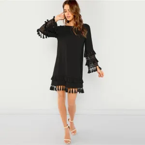 Elegant Fringe Cut Mini Dress