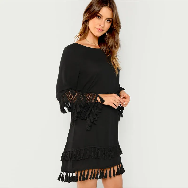 Elegant Fringe Cut Mini Dress