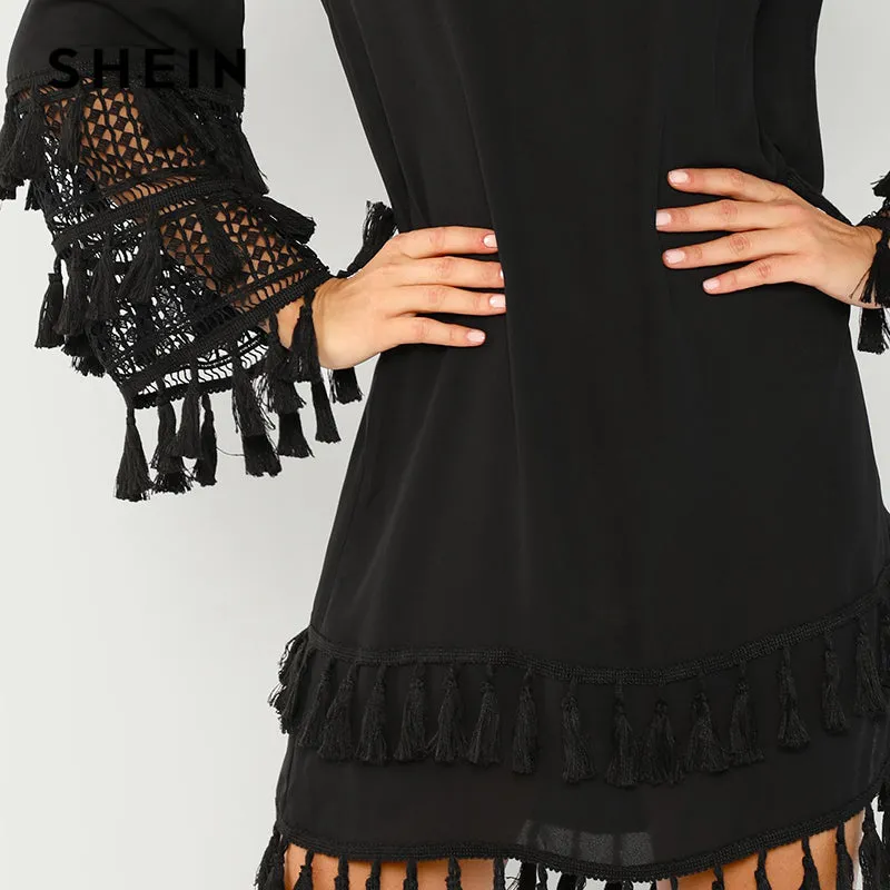 Elegant Fringe Cut Mini Dress