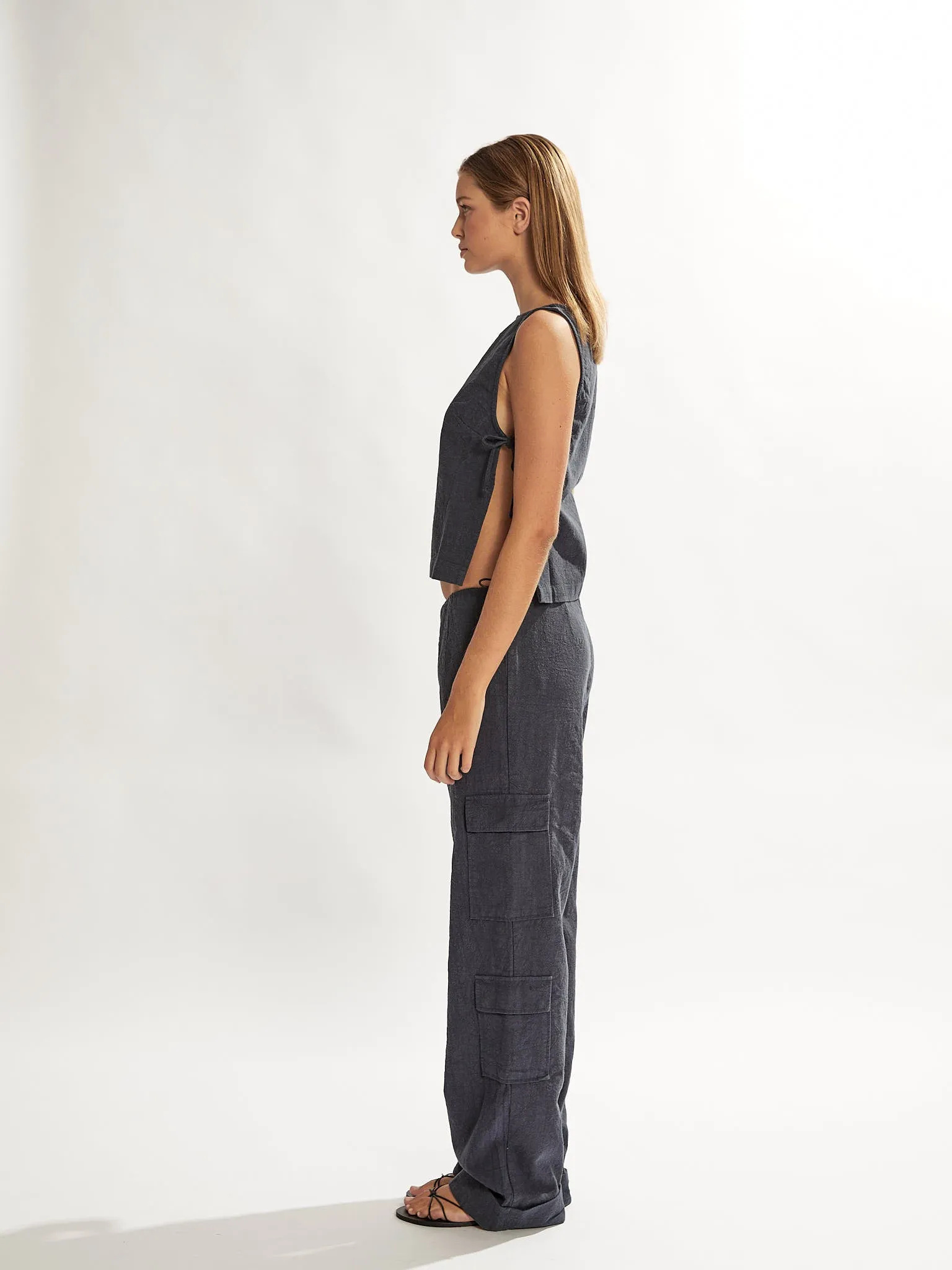 Evie Trousers Navy Cropped