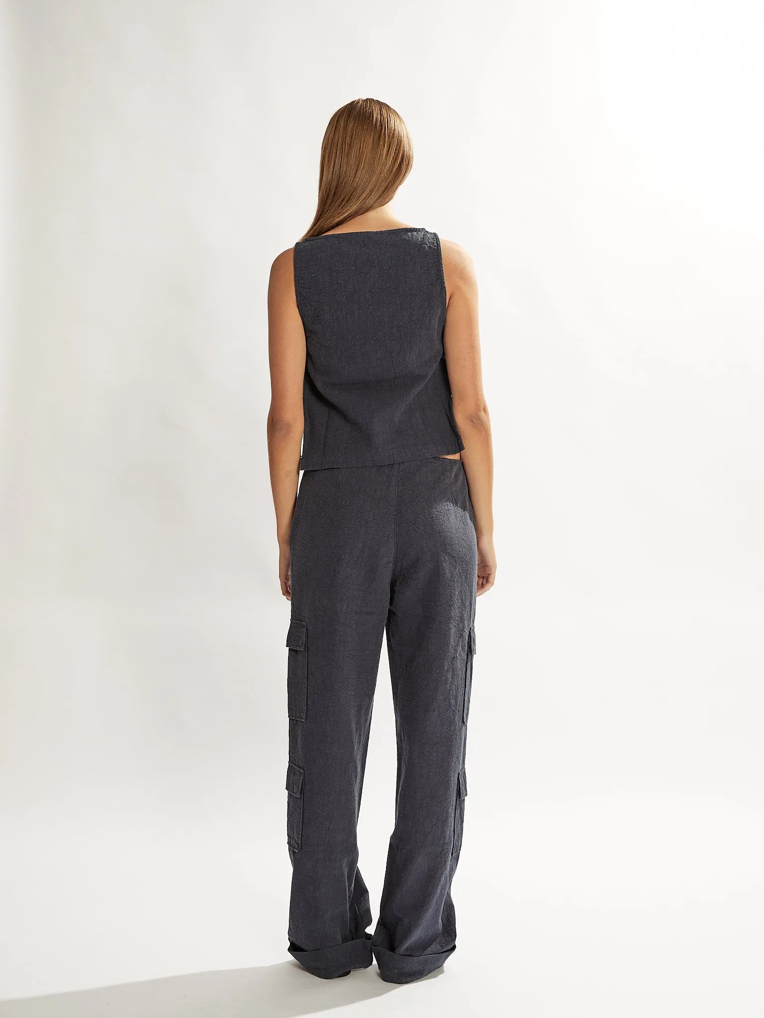Evie Trousers Navy Cropped