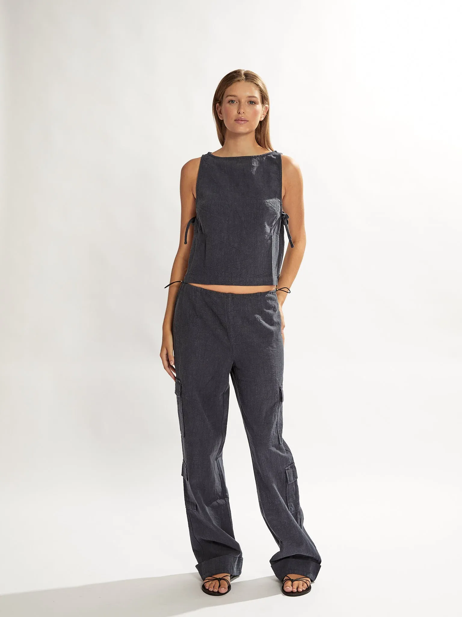Evie Trousers Navy Cropped
