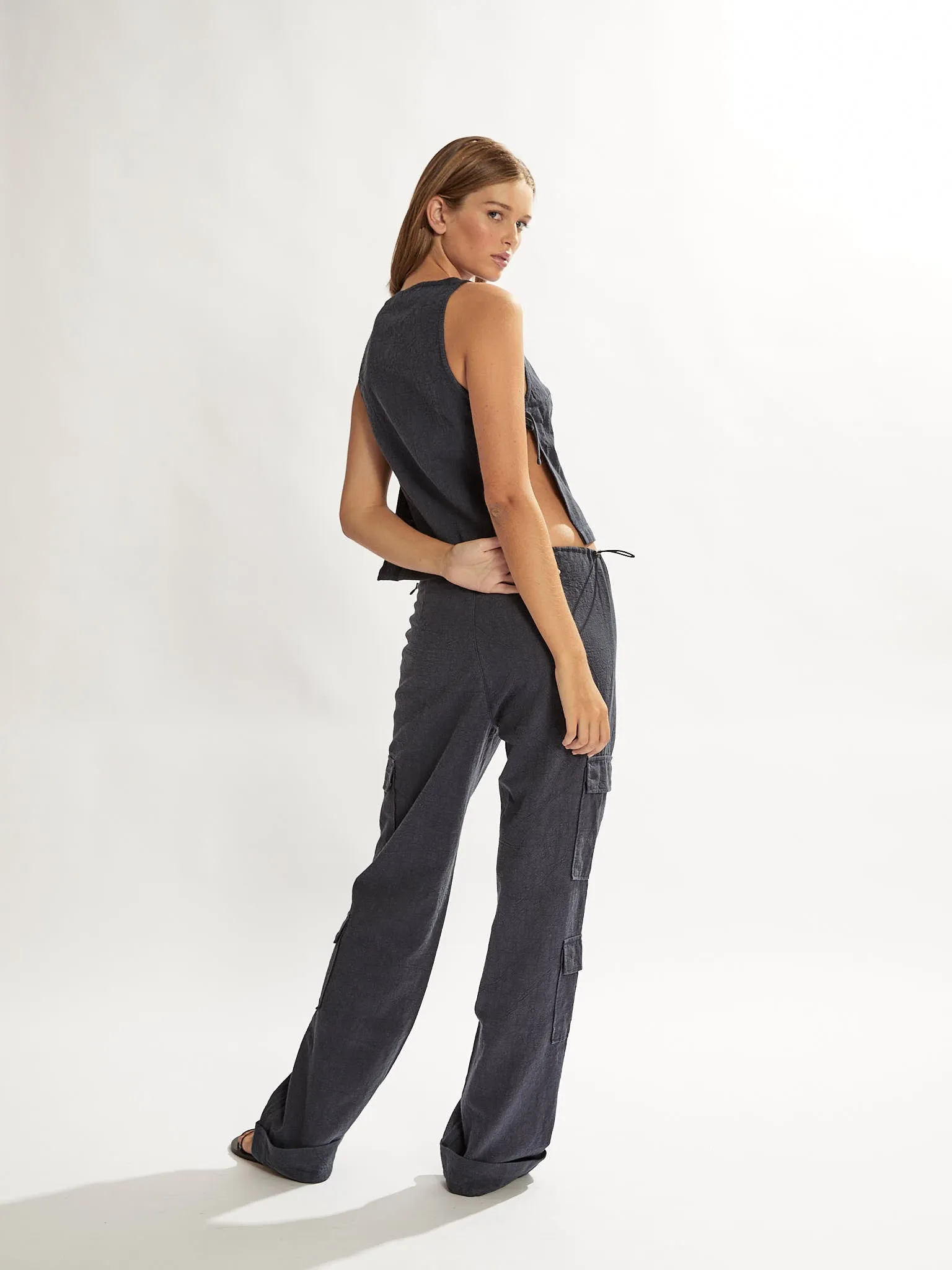 Evie Trousers Navy Cropped