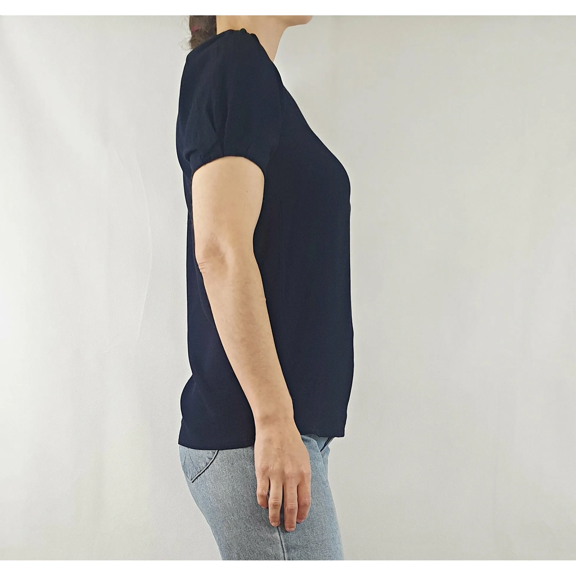 Indigo Australian brand dark navy rayon puffy sleeve tee shirt size 8