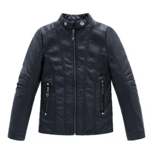 Leather Short Collar Jacket