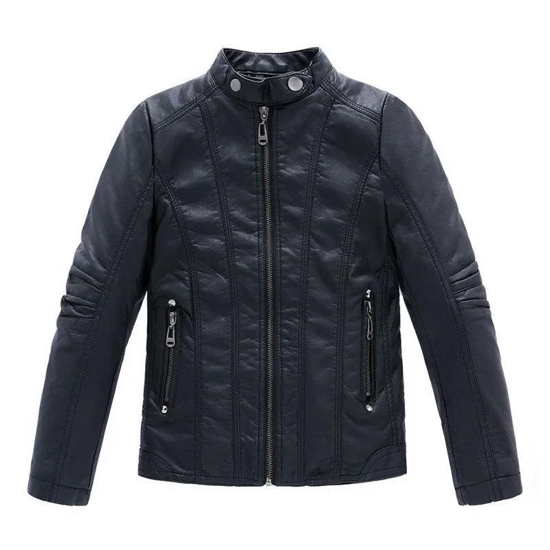 Leather Short Collar Jacket