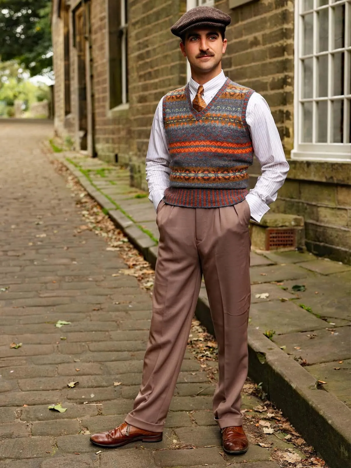 Midcentury Vintage Edwin High Waist Trousers in Light Brown
