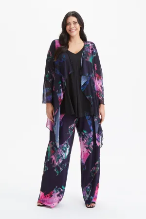 Navy Pink Waterfall Mesh Kimono