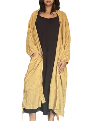 Ochre Cotton Voile Drawstring Cardigan