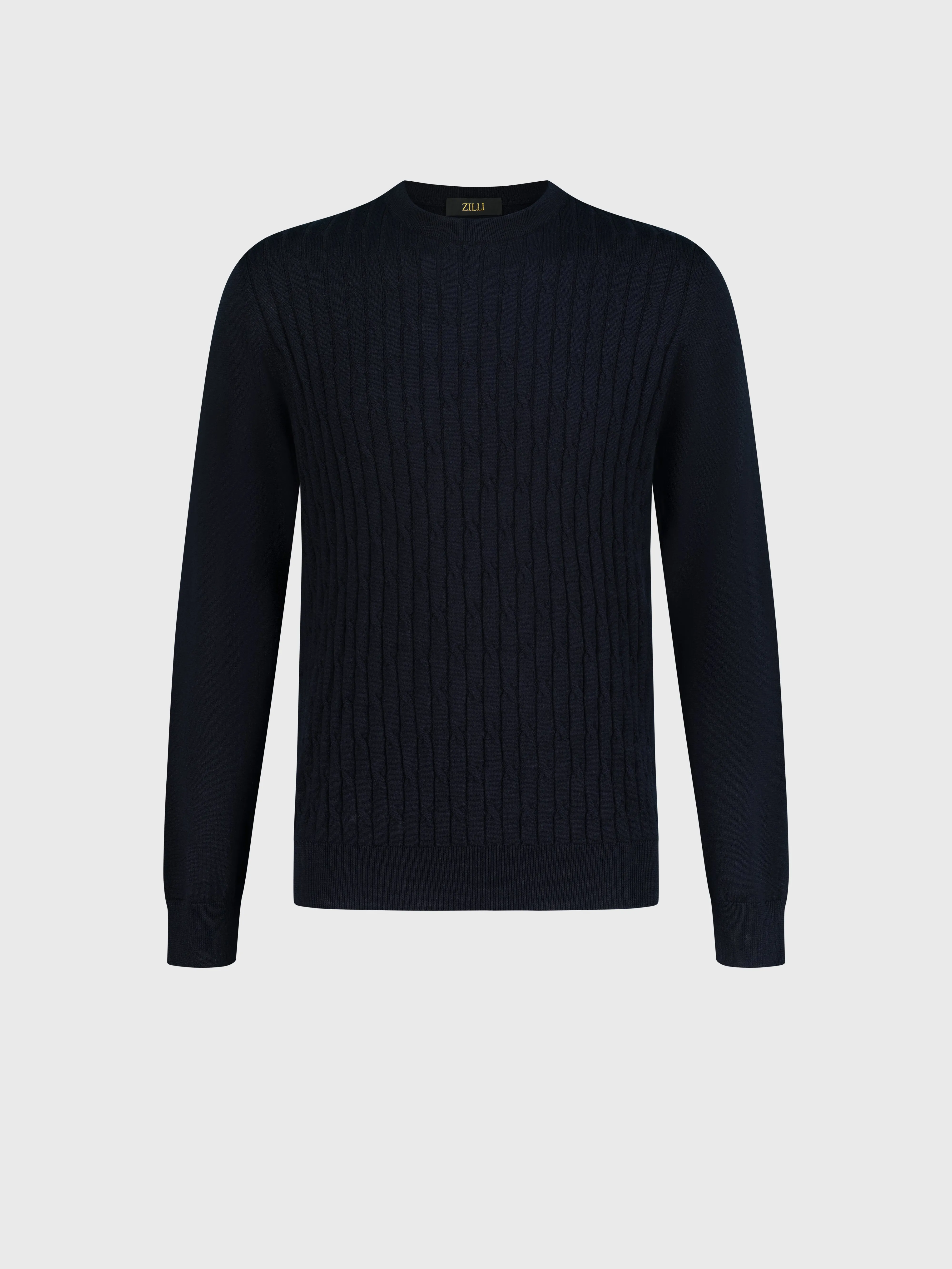 Pullover with Cable Knit Pattern Dark Navy
