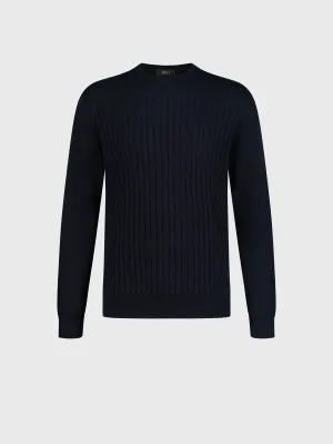 Pullover with Cable Knit Pattern Dark Navy