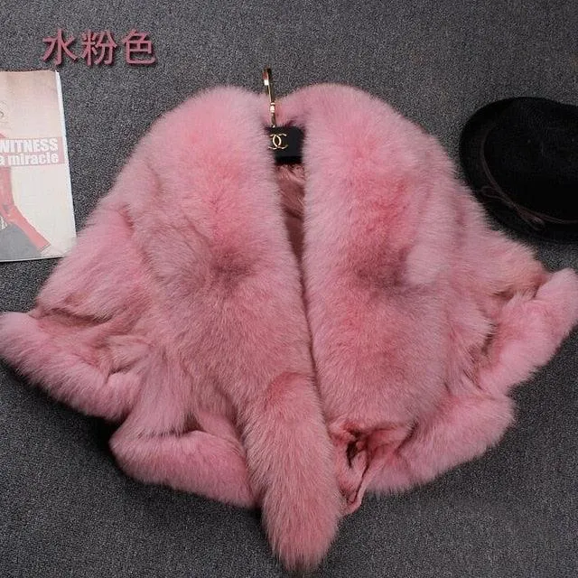 REAL Fox Fur Coat Short female 2020 Winter New Fur Shawl Jacket