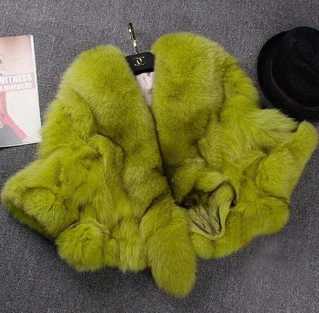 REAL Fox Fur Coat Short female 2020 Winter New Fur Shawl Jacket