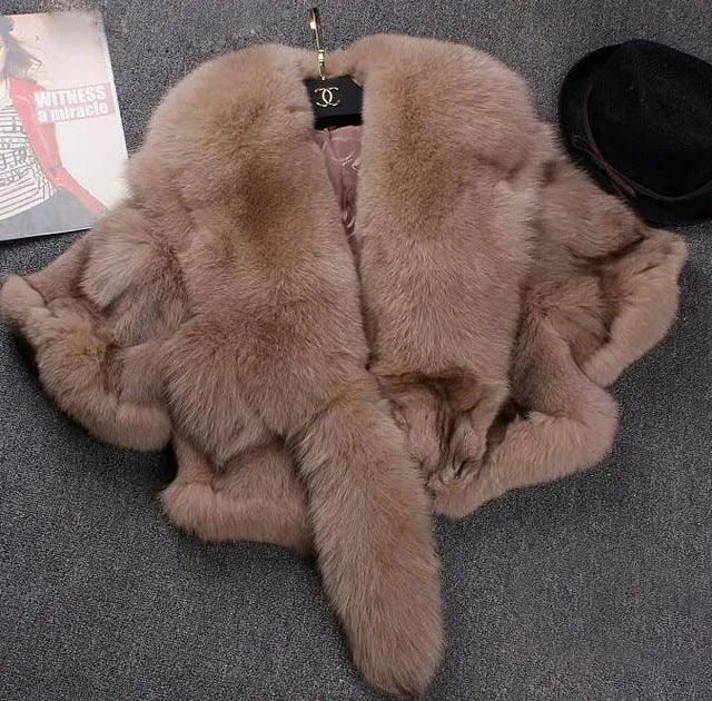 REAL Fox Fur Coat Short female 2020 Winter New Fur Shawl Jacket