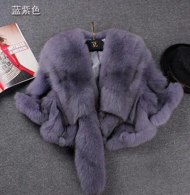 REAL Fox Fur Coat Short female 2020 Winter New Fur Shawl Jacket