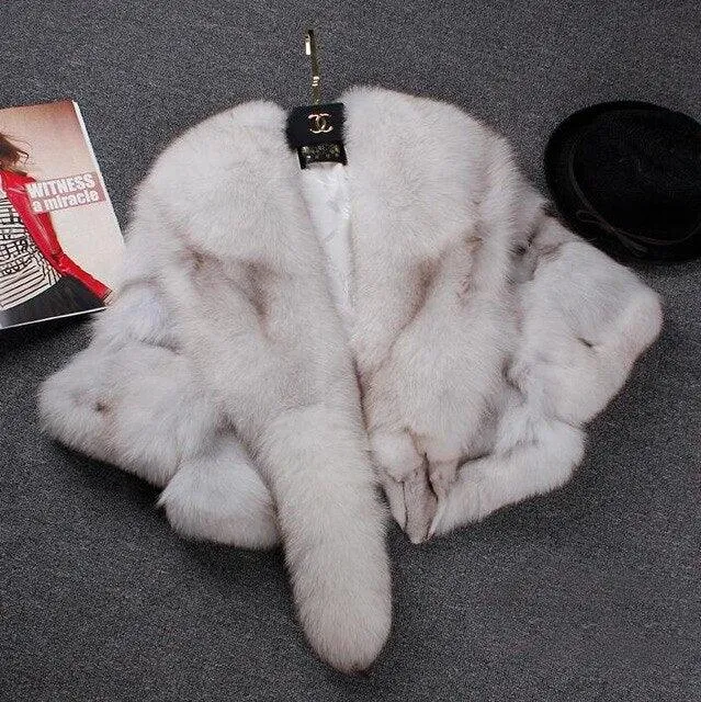 REAL Fox Fur Coat Short female 2020 Winter New Fur Shawl Jacket