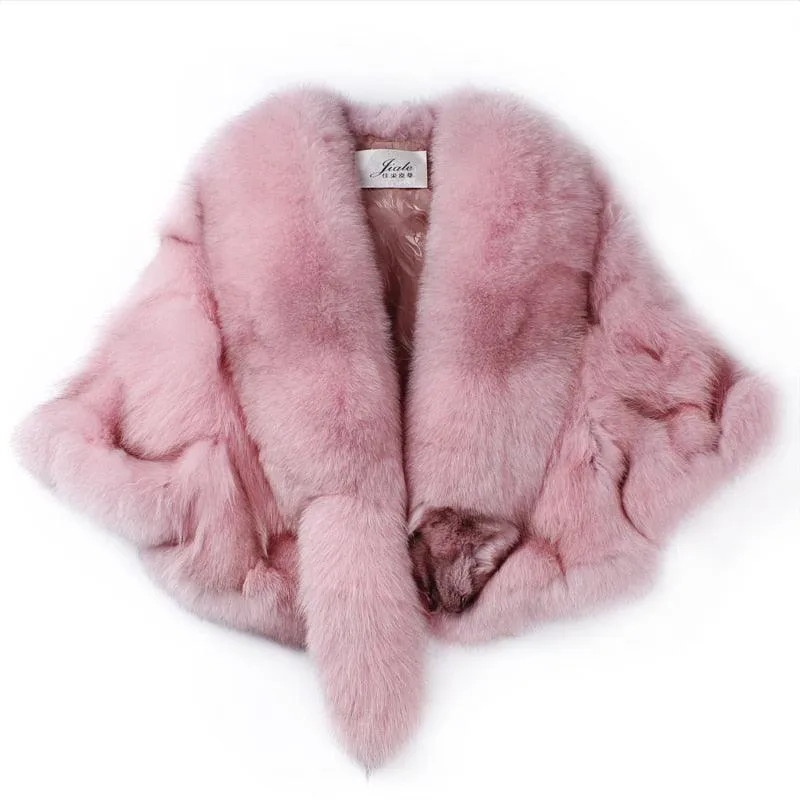 REAL Fox Fur Coat Short female 2020 Winter New Fur Shawl Jacket