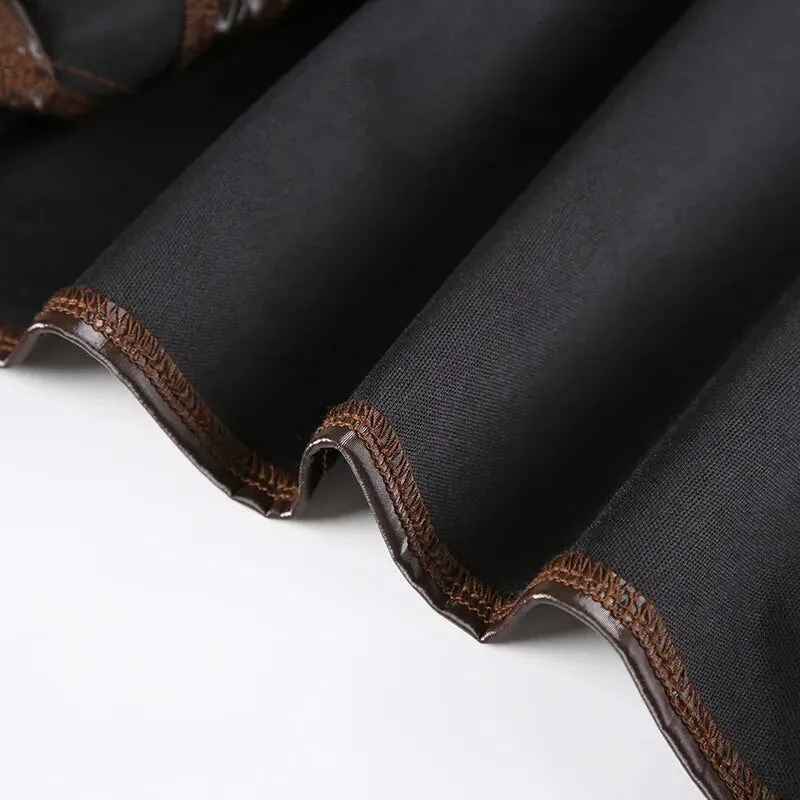 Retro Brown Buckle Metal PU Leather Jacket