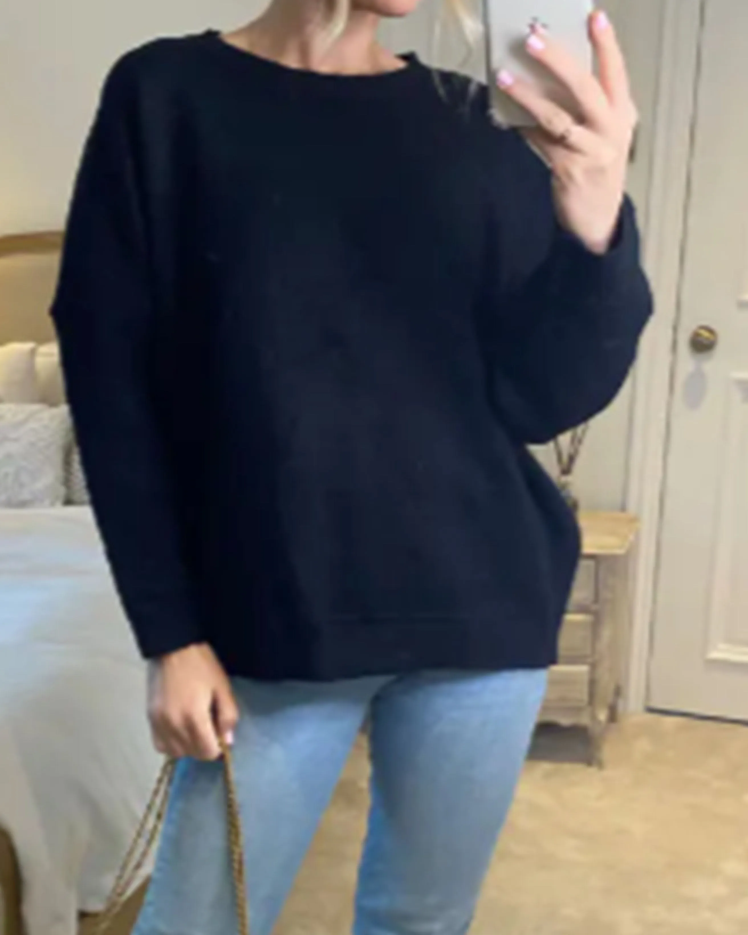 Soft Knitted Plain Black oversized jumper