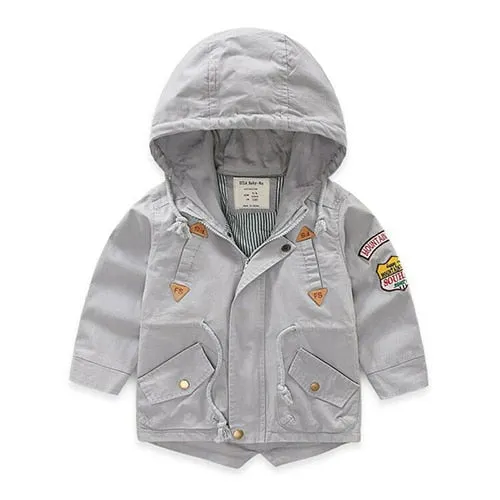 Spring Autumn Children's Cotton Clothes Kids Toddler Boys Hooded Windbreaker Fashion Outerwear