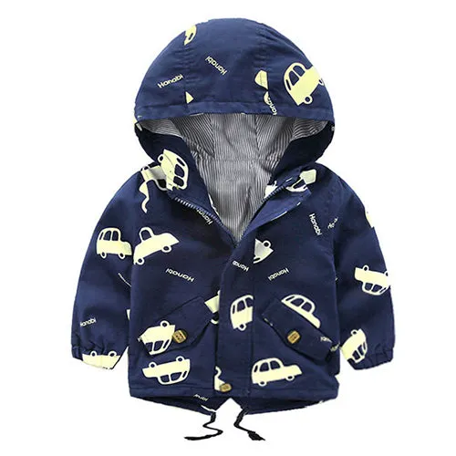 Spring Autumn Children's Cotton Clothes Kids Toddler Boys Hooded Windbreaker Fashion Outerwear