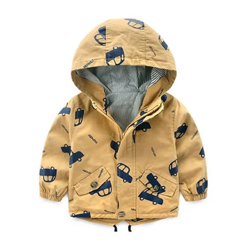 Spring Autumn Children's Cotton Clothes Kids Toddler Boys Hooded Windbreaker Fashion Outerwear