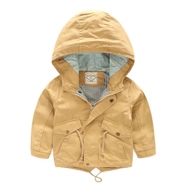 Spring Autumn Children's Cotton Clothes Kids Toddler Boys Hooded Windbreaker Fashion Outerwear